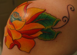 Lotus shoulder tattoo
